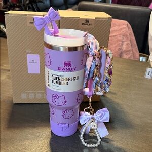Stanley Purple Hello Kitty Tumbler with Bow Charm